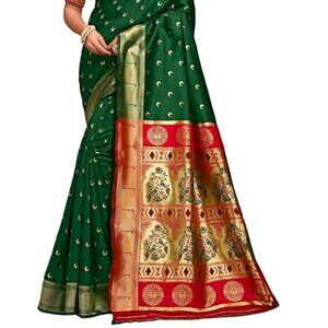 Kanjivaram Silk Saree Paithani Soft Wedding Sarees With Blouse Piece